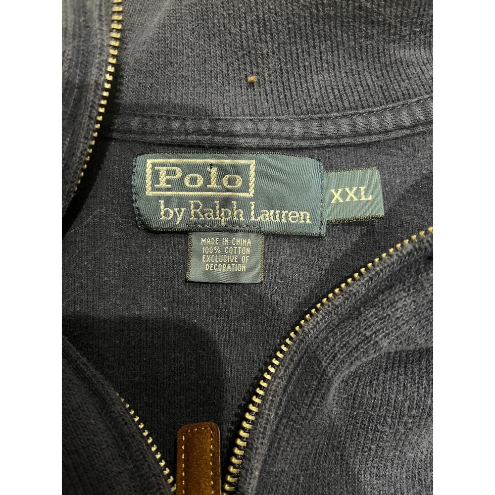 Polo Ralph Lauren Mens XXL Navy Blue 100%‎ Cotton Quarter Zip Pullover Sweater - Picture 5 of 7
